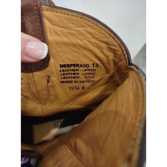 Free Bird Western Mens Freebird Genuine Ostrich brown Boots 13 EUC DESPERADO - Picture 7 of 13
